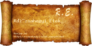 Rózsahegyi Elek névjegykártya